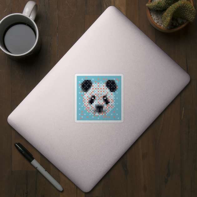 Retro 8bit Pixel Art Panda Bear by Blue Planet Boutique